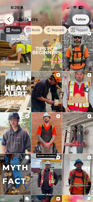 Social content produced from the trades content strategy